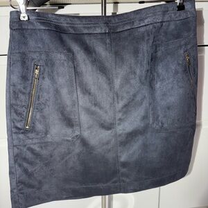 Woman’s skirt, size 12 by LOFT, suede materiall, gray, new with tags